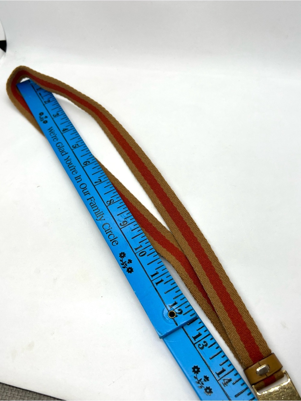 Gucci VINTAGE Web Stripe Lanyard Key Holder Gold Tone Leather Canvas Italy - Picture 10 of 12